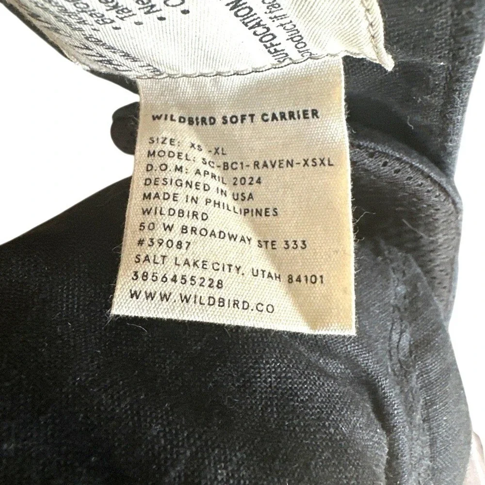 Wildbird Aerial Buckle Carrier Raven XS-XL Soft Structured Adjustable NWOT - Picture 4 of 7